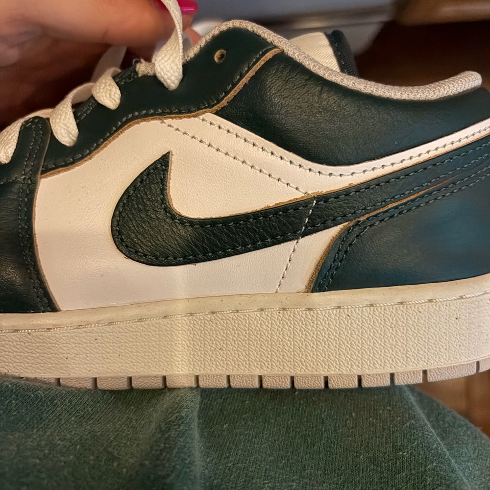 Nike Dark Green and White Low-Top Sneakers